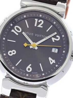 LOUIS VUITTON Tambour Q1211 Date Brown Dial Quartz Ladies Watch_961097